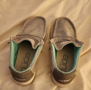 Hey Dude Kids' Gray With Light Green Moccasins